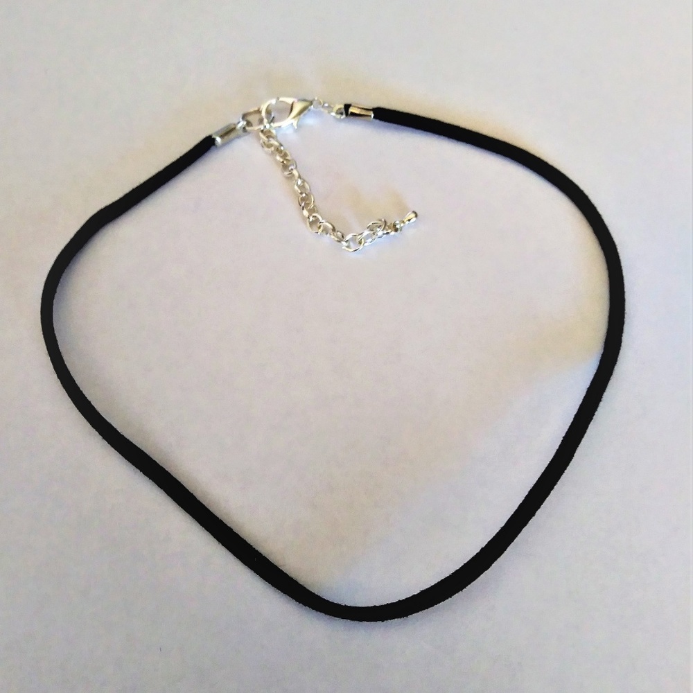 NEW Black Suede Boho Gypsy Choker Necklace - Picture 2 of 2